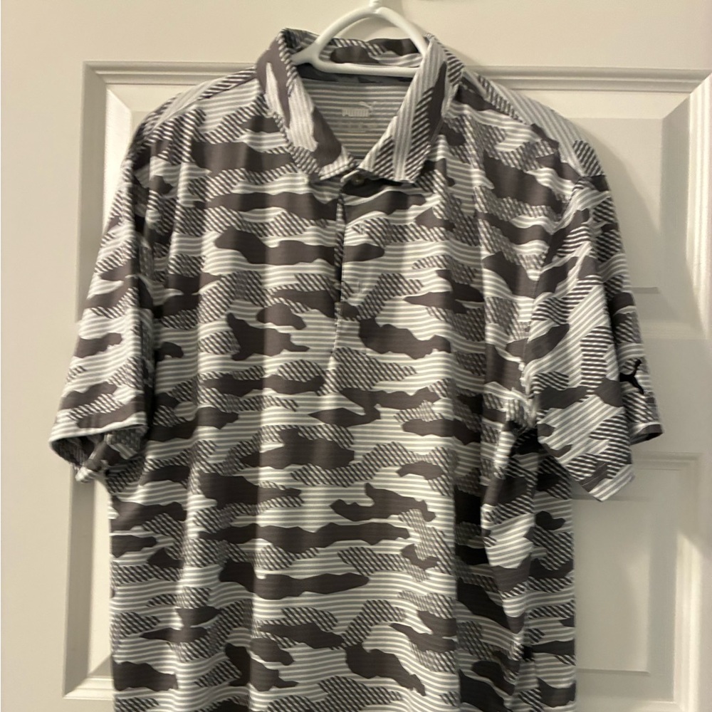 Men's Gray Puma Camouflage golf Shirt